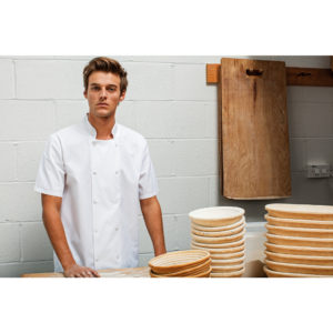 Veste de cuisine manches courtes à boutons pression