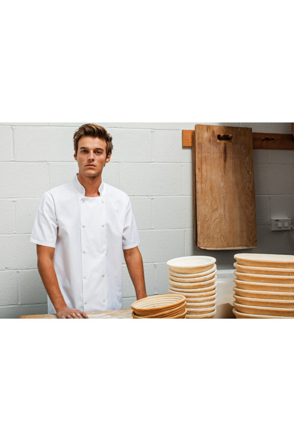 Veste de cuisine manches courtes à boutons pression